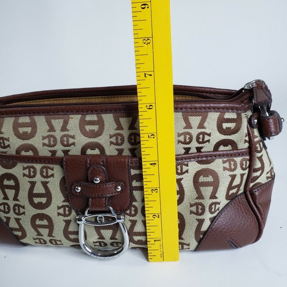 Etienne Aigner Handbag Purse Brown Buckle Logo Under Arm Minimalist - Picture 8 of 10